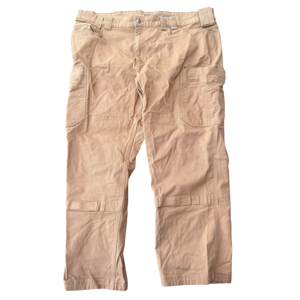 Duluth Trading Flex Fire Hose Cargo Work Pants 30x27 Tan Carpenter Utility Heavy